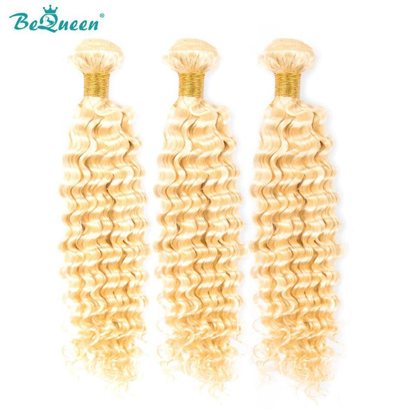 BeQueen Paquet de Tissage Deep Wave 100% Cheveux humains  de couleur Blonde platine #613