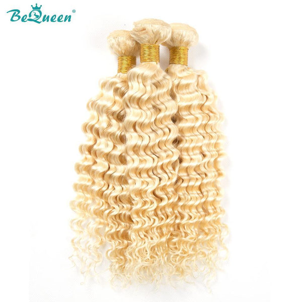 BeQueen Paquet de Tissage Deep Wave 100% Cheveux humains  de couleur Blonde platine #613