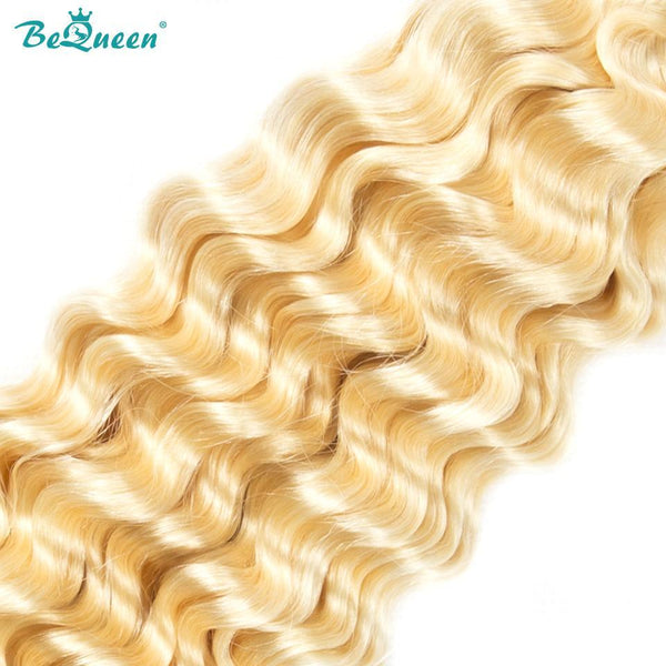 BeQueen Paquet de Tissage Deep Wave 100% Cheveux humains  de couleur Blonde platine #613