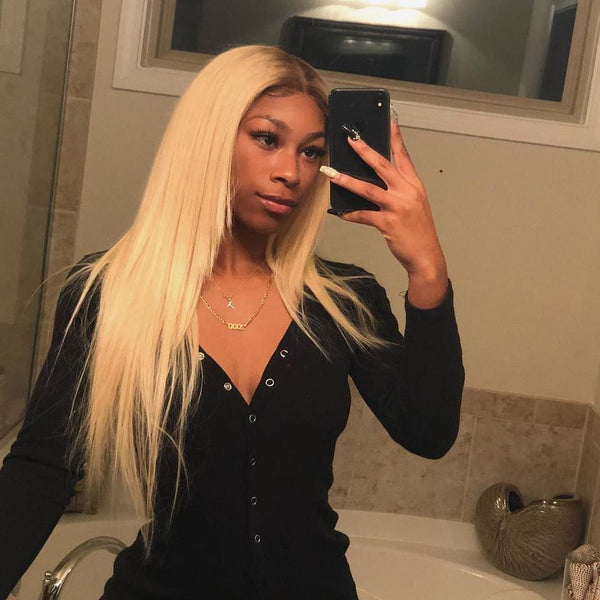 BeQueen Straight Hair Weave Bundles 100% Virgin Hair Blonde Color #613 Natural Black Root #1B 