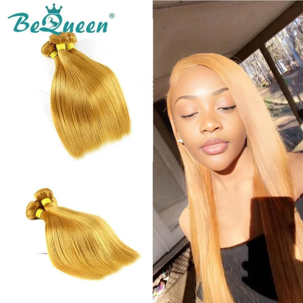 BeQueen Straight Hair Weave Bundles Copper Blonde Color #144
