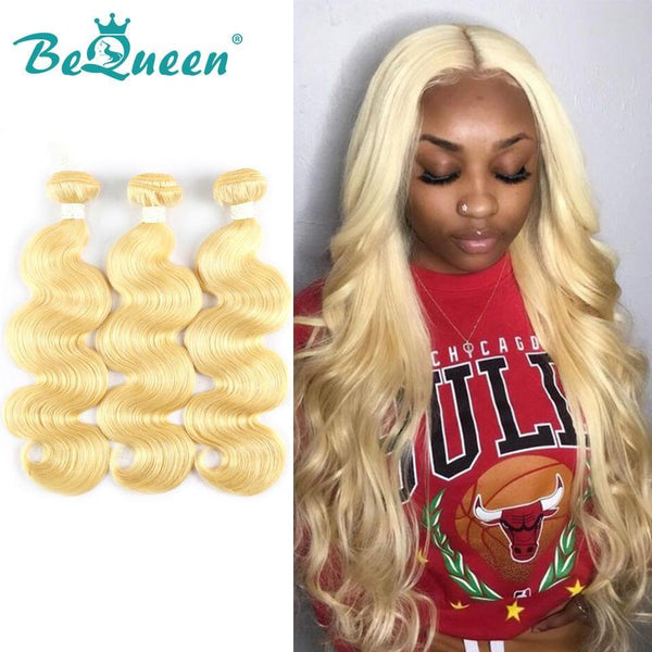 BeQueen Tissage Body Wave 100% Cheveux vierges de Couleur Blonde #613