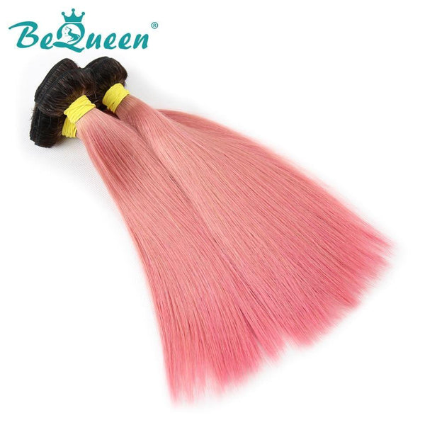 【Bequeen】10A Brazilian 100% Virgin Hair Straight Bundles Color Root 1B Pink Length 12-26 inches Available Factory Price - Bequeen Office Store
