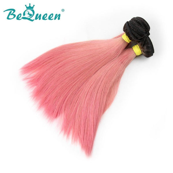 【Bequeen】10A Brazilian 100% Virgin Hair Straight Bundles Color Root 1B Pink Length 12-26 inches Available Factory Price - Bequeen Office Store