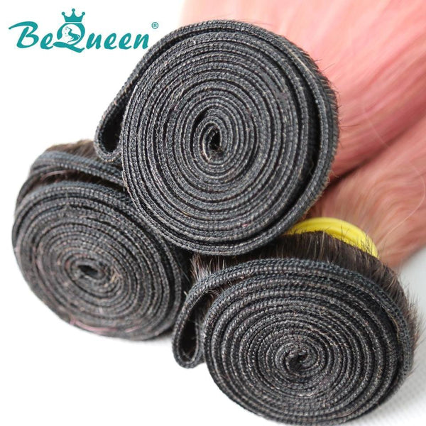【Bequeen】10A Brazilian 100% Virgin Hair Straight Bundles Color Root 1B Pink Length 12-26 inches Available Factory Price - Bequeen Office Store