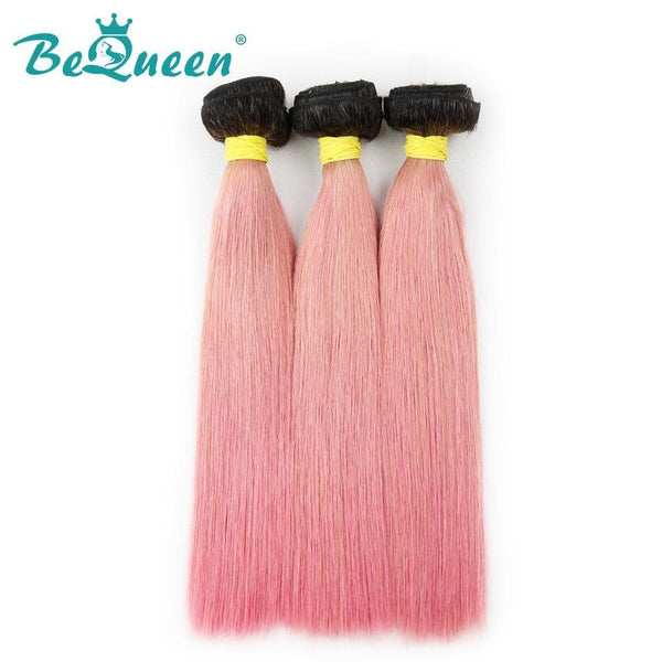 【Bequeen】10A Brazilian 100% Virgin Hair Straight Bundles Color Root 1B Pink Length 12-26 inches Available Factory Price - Bequeen Office Store