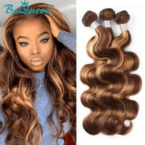 BeQueen #4/#27 Honey Chestnut Highlight Body Wave Weave 