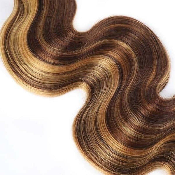 BeQueen #4/#27 Honey Chestnut Highlight Body Wave Weave 