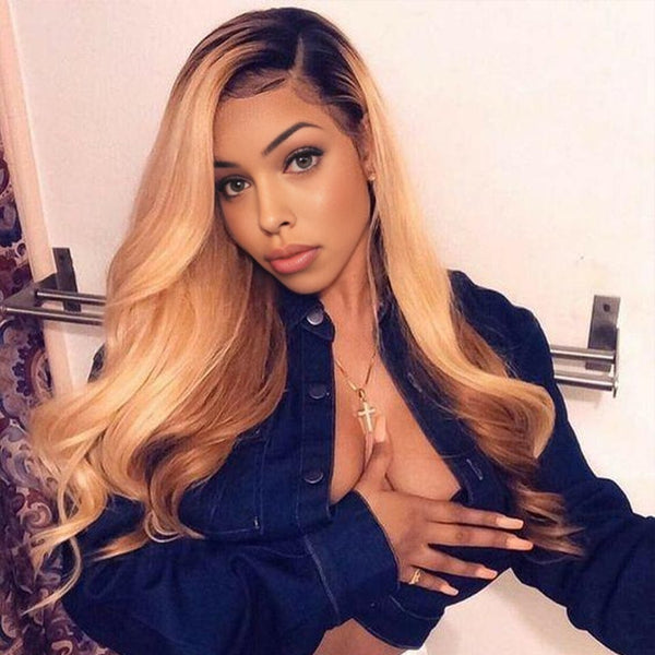 BeQueen Ombre Hair Weave Straight Hair Color Black Honey Brown 1b/#4/#27 100% Human Hair