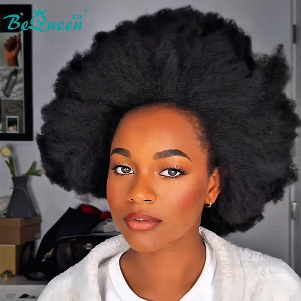 BeQueen „Addi“ Custom Bob Afro Curly Perücke, fertig zum Tragen, ohne Kleber, 13 x 4 cm 