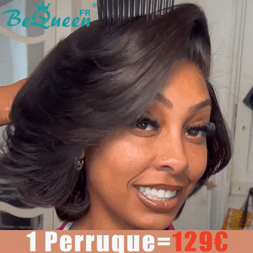 BeQueen 129 € = 1 Perücken „Ablema“-Perücke, schwarze Bob-Körperwellen-Perücke mit 13 x 4 Spitzenfront 
