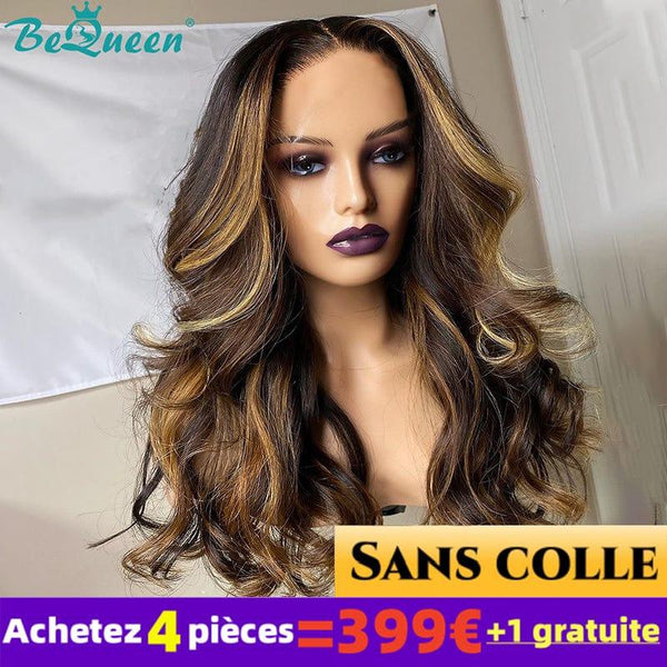 Bequeen €399=4 “Dania” Wigs Long Body Wave Wig Brown mix Honey Glueless lace 4*4
