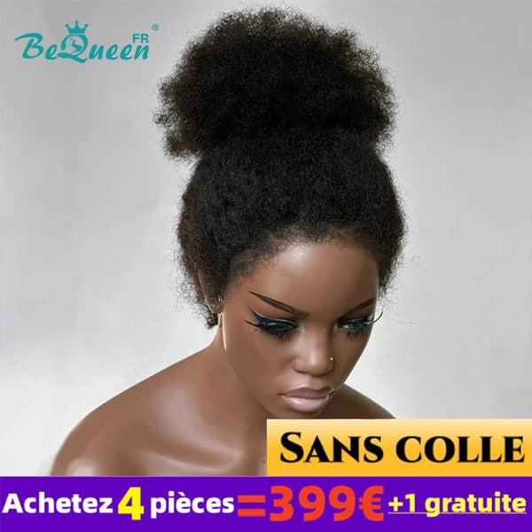 BeQueen 399€=4 Perruques "Drew" Perruque Bob Bords Bouclés Afro Curl Sans Colle lace 13X6