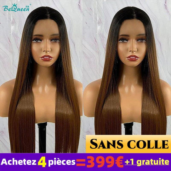 Bequeen 399 € = 4 „Hilary“-Perücken, lange, gerade, leimlose Spitzenperücke 4*4 