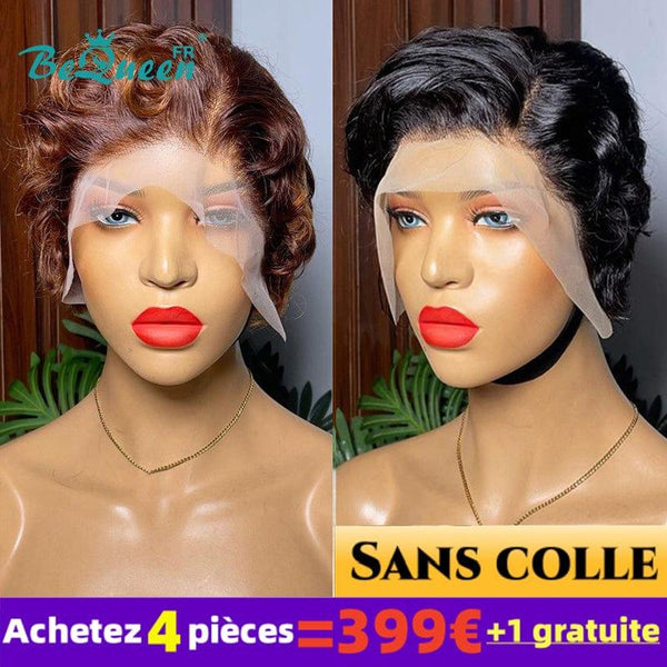 BeQueen 399€=4 Perruques "Ines" 2 Perruque Combo Court Sans Colle Lace 13X4