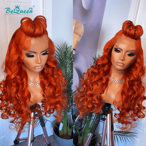 Bequeen €399=4 "Iris" Wigs Long Body Wave Orange Wig Glueless Lace 4*4