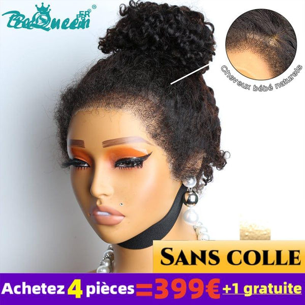 BeQueen 399€=4 Perruques "Shannelle" Perruque Bob Bords Bouclés Curly Wave Sans Colle lace 13X6