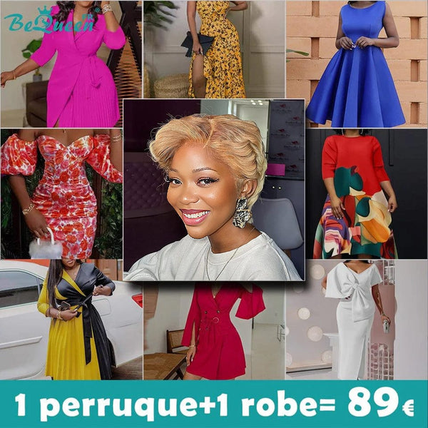 BeQueen 89€=1 perruque+1 roube Peruque Betty Racine marron et miel