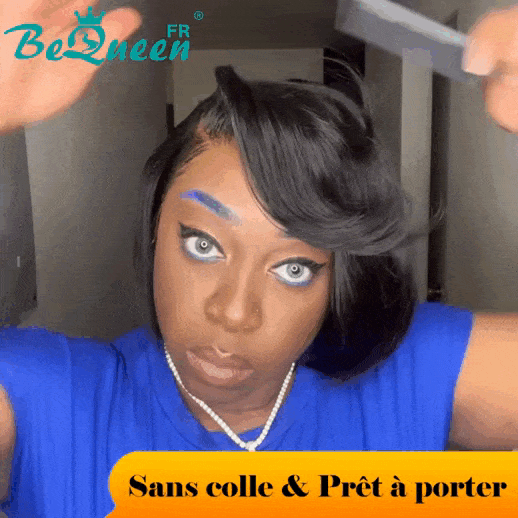 BeQueen 99,9€=1 perruques sans colle “Anais” Perruque Customisée Bob Lisse Prêt à porter 13x4