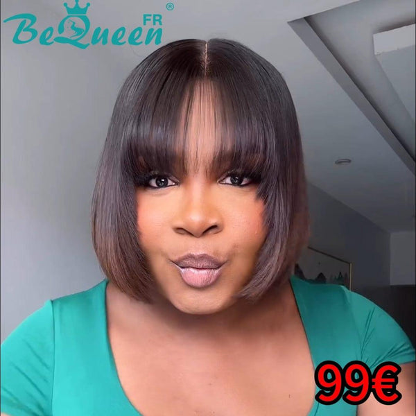 BeQueen 99,9€=1 perruques sans colle “	Naïma” Perruque Customisée Bob lisse Prêt à porter