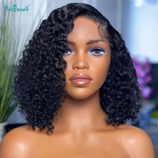 BeQueen 99,9 € = 1 leimlose Perücken Paula Custom Bob Curly Wave Perücke Bereit zum Tragen 4x4 