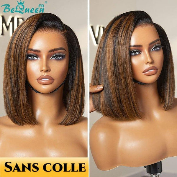 BeQueen 99.9€ = 1 glue-free wig "Avos" Customized Straight Black and Brown Mix Ready-to-Wear 13x4