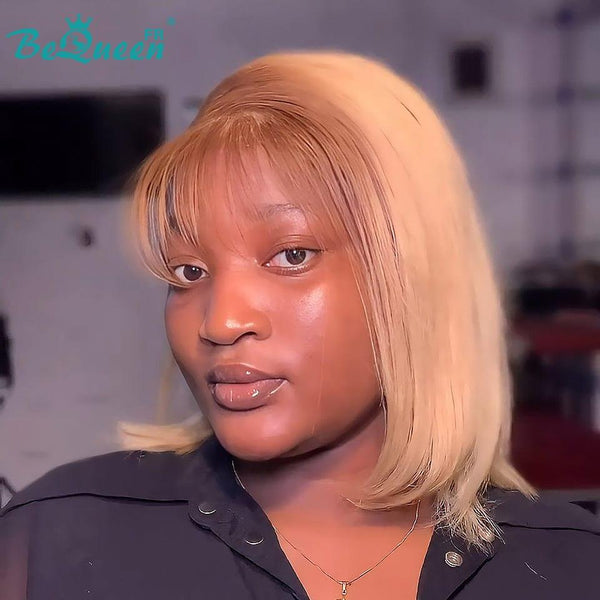 BeQueen 99.9€ = 1 glue-free "Summy" Customized Bob Straight Brown and Blonde Wig Ready-to-Wear 13x4