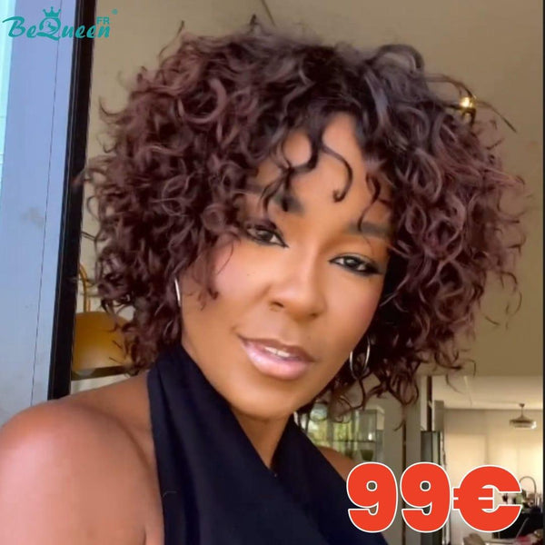 BeQueen 99,9€=1 perruques sans colle “	Sylviane” Perruque Customisée Bob Curly wave Prêt à porter