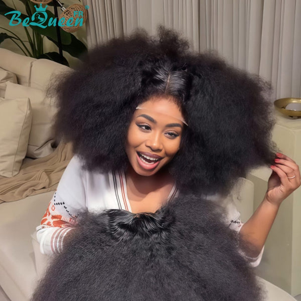 BeQueen "Addi" Peluca Bob Afro Rizada Sin pegamento Peluca Natural