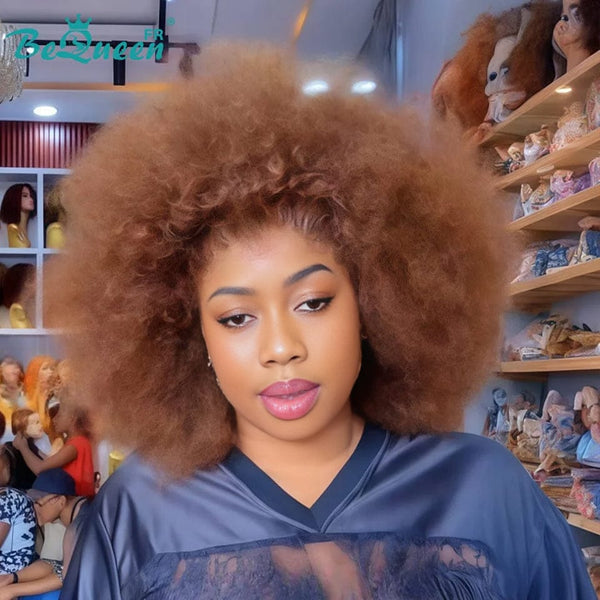 BeQueen „Addi“ Custom Bob Afro Curly Perücke, fertig zum Tragen, ohne Kleber, 13 x 4 cm 