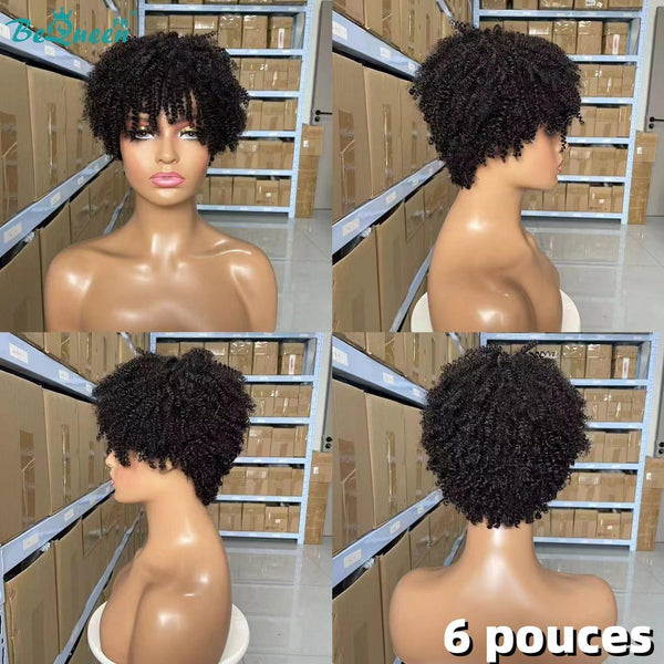 BeQueen "Addi" Perruque Bob Afro Curly Sans colle perruque naturelle