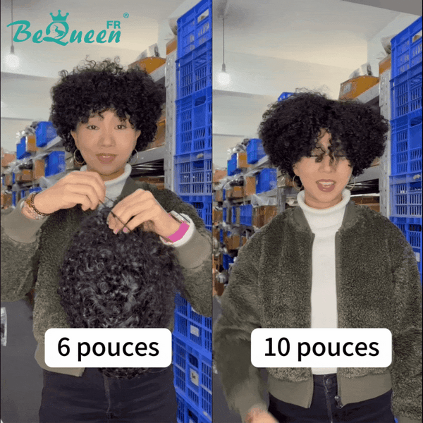 BeQueen "Addi" Perruque Bob Afro Curly Sans colle perruque naturelle