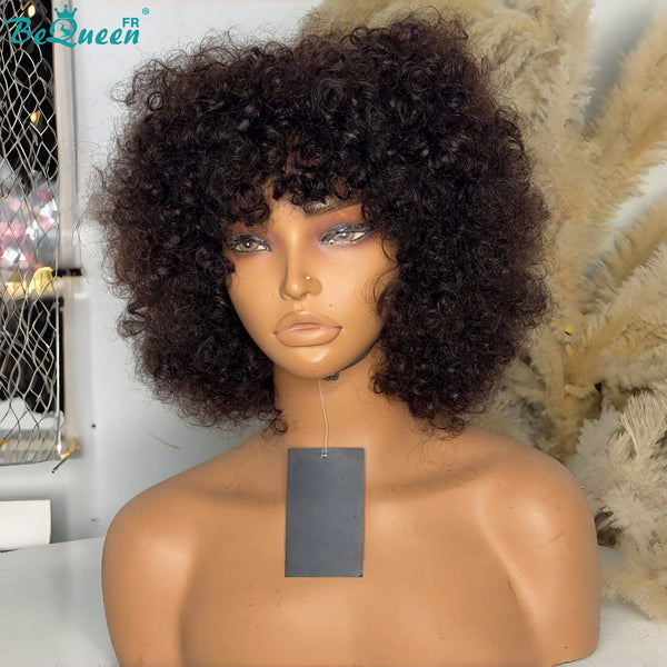BeQueen „Addi“ Custom Bob Afro Curly Perücke, fertig zum Tragen, ohne Kleber, 13 x 4 cm 