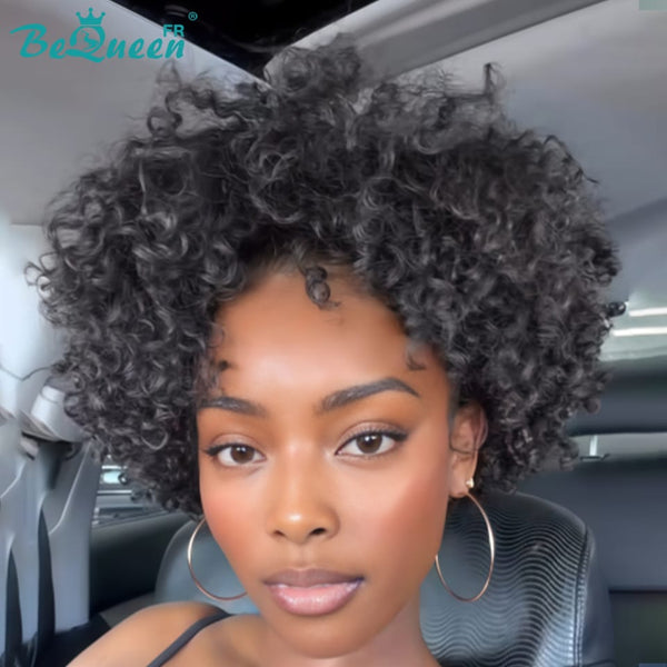 BeQueen "Addi" Peluca Bob Afro Rizada Sin pegamento Peluca Natural