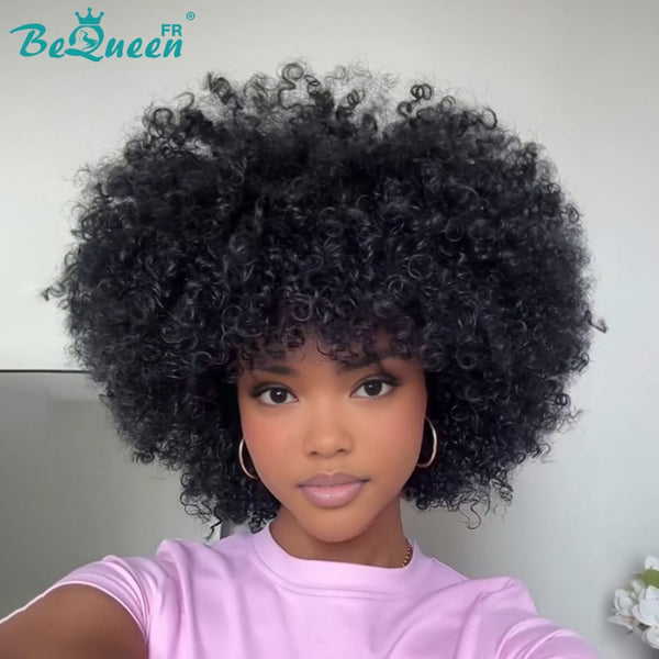 BeQueen „Addi“ Custom Bob Afro Curly Perücke, fertig zum Tragen, ohne Kleber, 13 x 4 cm 