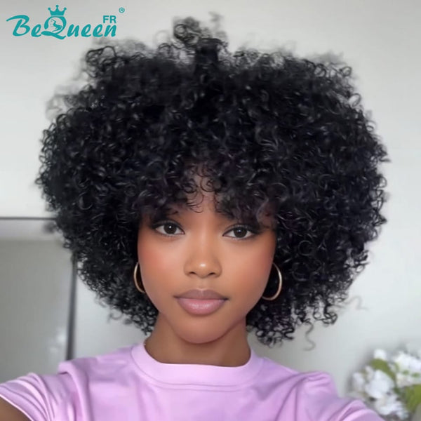 BeQueen „Addi“ Custom Bob Afro Curly Perücke, fertig zum Tragen, ohne Kleber, 13 x 4 cm 
