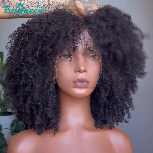 BeQueen "Addi" Perruque Bob noir Afro Curly lace frontale 13*4 perruque naturelle 100% cheveux humains