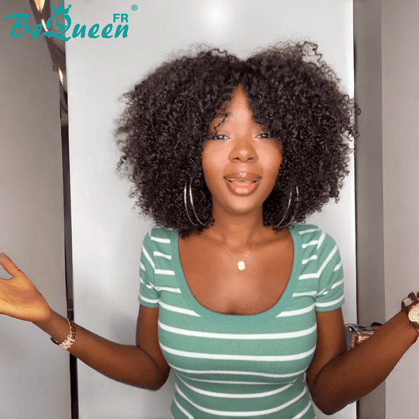 BeQueen "Addi" Perruque Bob noir Afro Curly Sans colle perruque naturelle style 8