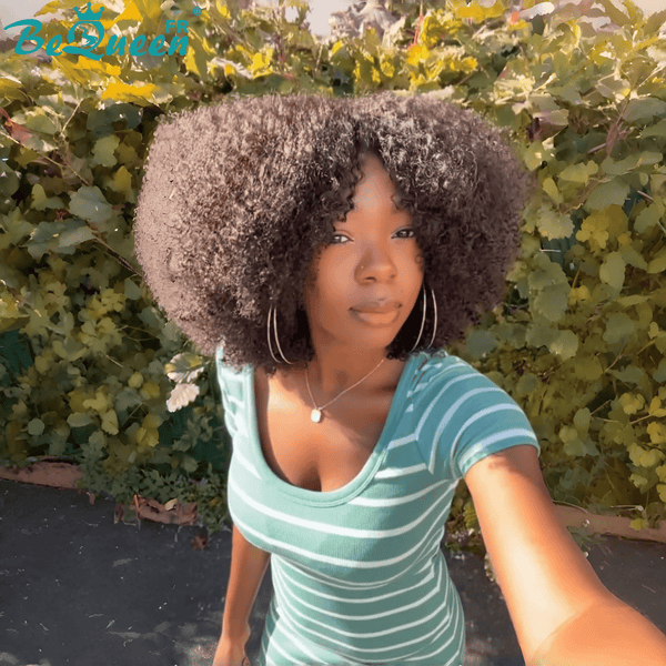 BeQueen "Addi" Perruque Bob noir Afro Curly Sans colle perruque naturelle style 8