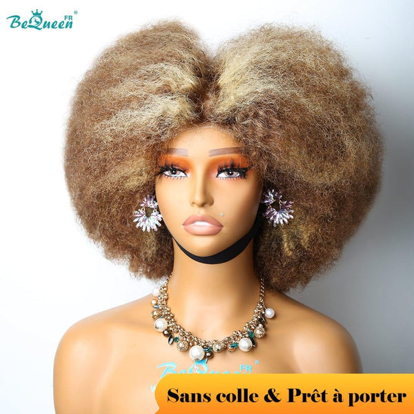 BeQueen "Addi" Perruque Customisée Bob Afro Curly Prêt à porter Sans Colle 13X4
