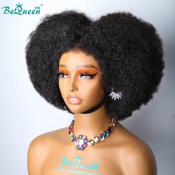 BeQueen "Addi" Perruque Customisée Bob Afro Curly Prêt à porter Sans Colle 13X4