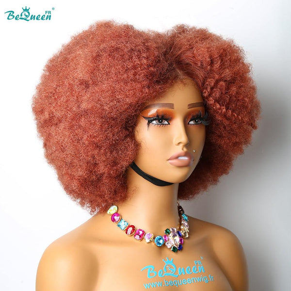 BeQueen "Addi" Perruque Customisée Bob Afro Curly Prêt à porter Sans Colle 13X4 Orange Gingembre