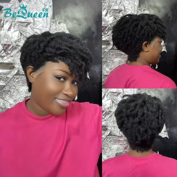 BeQueen „Adèle“ Pixie-Perücke mit gedrehter Zopffront und Spitzenfront