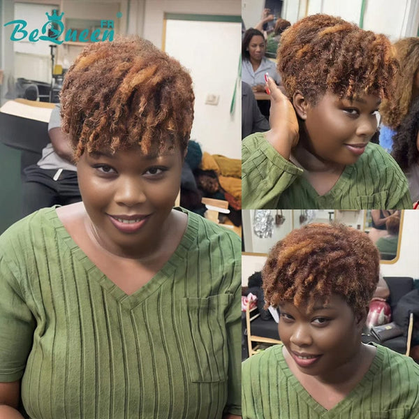 BeQueen „Adèle“ Pixie-Perücke mit gedrehtem Zopf und Spitzenfront, Stil 2