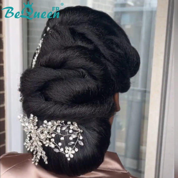 BeQueen “Collin” Perruque de mariage noir Chignon avec Lace Frontale 13x4