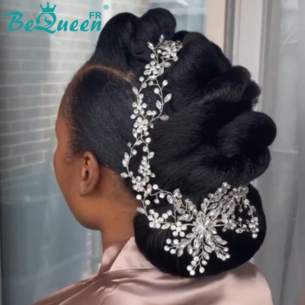 BeQueen “Collin” Perruque de mariage noir Chignon avec Lace Frontale 13x4