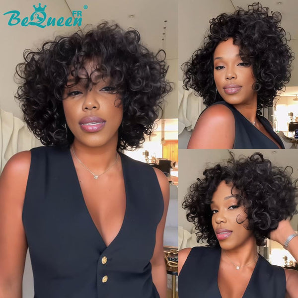 BeQueen "Amour" Peruca pixie Cacheada Sem cola peruca natural