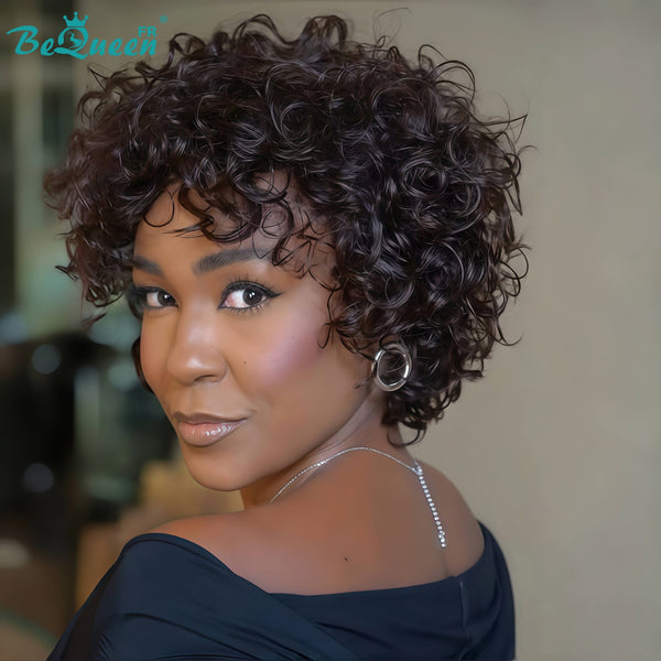 BeQueen "Amour" Perruque pixie Curly Sans colle perruque naturelle