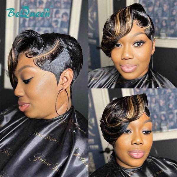 BeQueen "Anvar" Peluca Pixie con flequillo de encaje 13*4