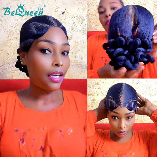 BeQueen “Bella" Perruque lace pleine avec Tresse et chignon sans colle